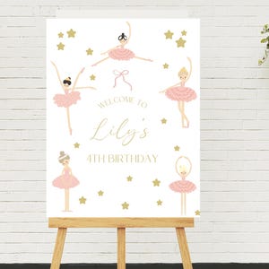 EDITABLE Ballerina Welcome Sign, Ballet Dancer Party Sign , Modern Ballerina Party Sign, Girls Birthday Party, Ballerina Digital Sign