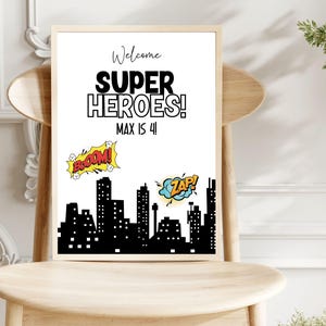 Editable Superhero Welcome sign Super Hero Birthday Party Minimalist Boys Party Sign Superheroes Party Signs Superhero Party Decorations