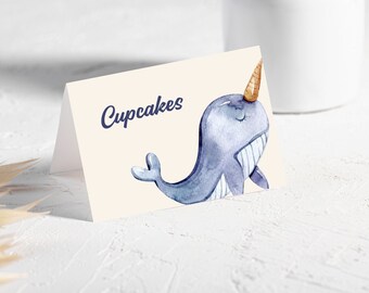 EDITABLE Under the Sea Nautical Ocean Watercolor Tent Food Label First Birthday Party Decor Instant Download Kids Themed Printable Digital