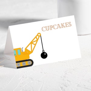 BEWERKBARE bouw Digger Dumper Truck Tent Food Label Birthday Party Decor Instant Download Kids thema afdrukbare digitaal