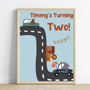 EDITABLE Transportation Welcome Sign, Vehicle party Sign Transport Welcome Sign Car Party Decor Road Birthday Party Sign Instant download