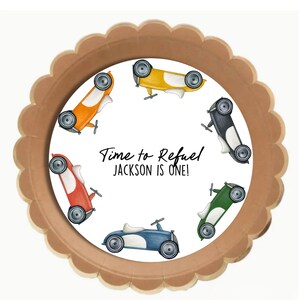 Editable Car Plate Topper, Hot Car Wheels Plate Insert, Racing Car Place Setting, Vintage Car Party Plate Topper, Printable Car Tablescape