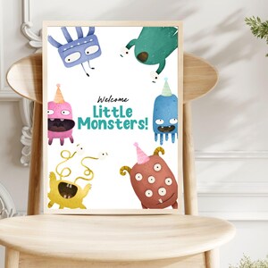 Editable Monsters Welcome Sign Little Monsters Party Sign Monster Birthday Party Minimalist Boys Welcome Signs 1st Birthday Party Decor