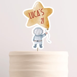 Benutzerdefinierte Astronaut Cake Topper, personalisierte Rakete Cake Topper Benutzerdefinierte Planet Cake Topper Geburtstags-Party-Dekor aus dem Weltraum Tortendeko