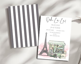 Editable Paris Party Invite, French Cafe E-Vite, Parisian Birthday Invitation, French Bakery Invite, Paris Evite, Instant Download