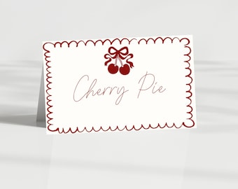 Editable Cherry Food Labels, Cherry First Birthday Label, Cherry On Top Food Tents, Summer Decor, Red Birthday Party, Digital Download Decor