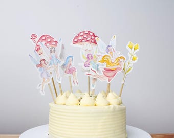 Enchanted Fairy Cake Toppers, Enchanted Forest Cake Toppers, Pixies Cupcake toppers, Flower Fairy Cake Toppers