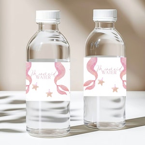 EDITABLE Mermaid Water Label Shellbration Party Cup Label Mermaid Party Under the Sea Water Bottle Label Pink Party Instant Download