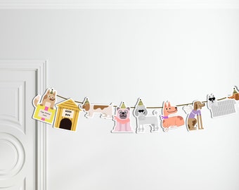 Banderín de fiesta de perro personalizado Guirnalda de patas de cachorro Banderín de fiesta de perro Decoraciones de patas de cachorro Banderín de fiesta de cumpleaños de niñas rosa Habitación de niñas