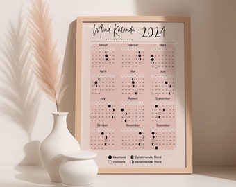 Lunar calendar cycle tracker 2024 | digital cycle calendar | Cycle empowerment | Lunar calendar for women| menstrual calendar | Moon phases