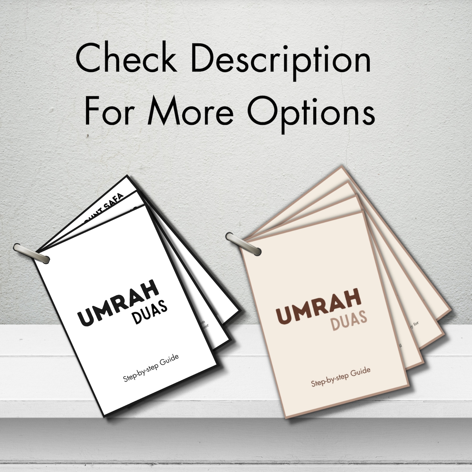 Deen Cards Umrah Dua Cards - Libro guida Umrah da 32 pagine - Carte Umrah con cordino - Include Duas e Supplications - Schede guida Umrah tascabili - Biglietti durevoli da 400