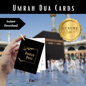 Premium Umrah Dua Printable | Umrah Schwarze Karten | Umrah-Führer | Druckvorlage Umrah Dua | Umrah Dua Karten | Umrah Lernkarte | Islamische Dua Karten