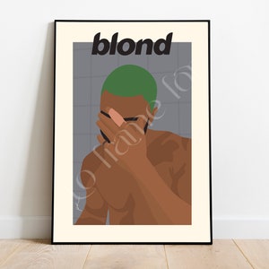 Cartel / Frank Ocean / Rubia / Portada del álbum / Arte minimalista de la pared / Impresión digital / Ilustración / Decoración / Interior / RnB HipHop