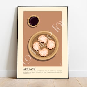 Food Poster | Dim Sum | Minimalistic Wall Art | Digital Print | Illustration | Decor | Interior | Kitchen | Chinese Food | Asian Food