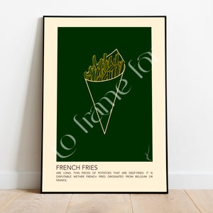 Food Poster | French Fries | Minimalistic Wall Art | Digital Print | Illustration | Decor | Interior | Kitchen | Fast Food