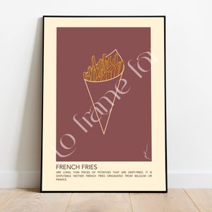 Food Poster | French Fries | Minimalistic Wall Art | Digital Print | Illustration | Decor | Interior | Kitchen | Fast Food