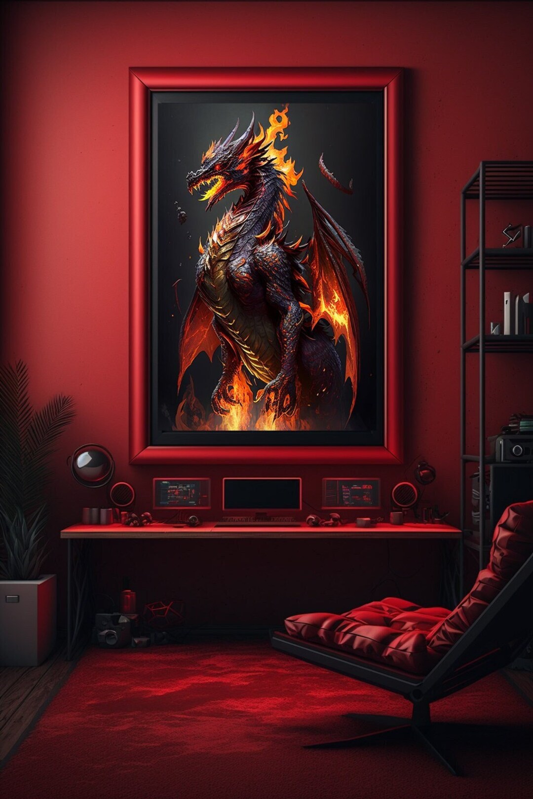 Fire Dragon Digital Art Print Instant Download - Etsy