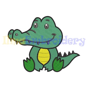 Mini Crocodile Embroidery Design - Cute Animal Machine Embroidery Pattern - Small Reptile Digital Download, 4 Sizes