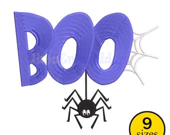 Boo Embroidery Design: Halloween Ghost Machine Embroidery Pattern (9 Sizes)