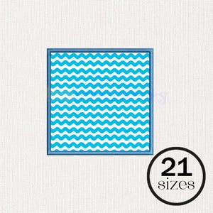 May include: A square digital graphic featuring a repeating pattern of horizontal cyan wavy lines on a white background, enclosed by a thin cyan border. A black circular badge in the bottom right corner contains the text 21 sizes.