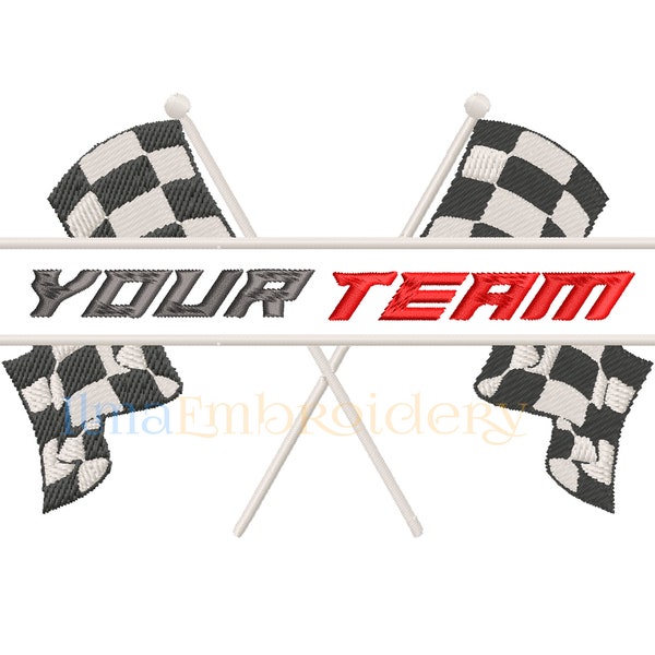 Split Name Racing flags Embroidery design, Racing Flag Embroidery, Checkered Racing flags Embroidery, Car Race Embroidery 002, 5 Sizes