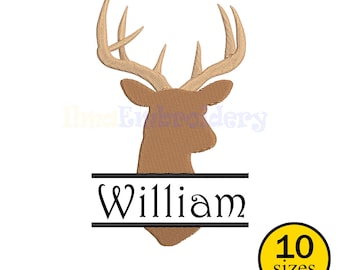 Deer Split Monogram Embroidery Design, Stag Initial Frame, Hunting Antler Embroidery File, 12 Sizes