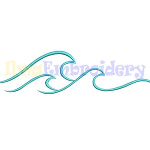 Puede incluir: Un diseño de ola azul con tres olas, la ola del medio es más grande que las otras dos.