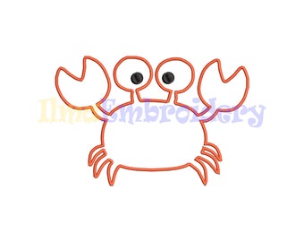 Crab Applique Embroidery Design, Ocean Animal Embroidery (4 Sizes)