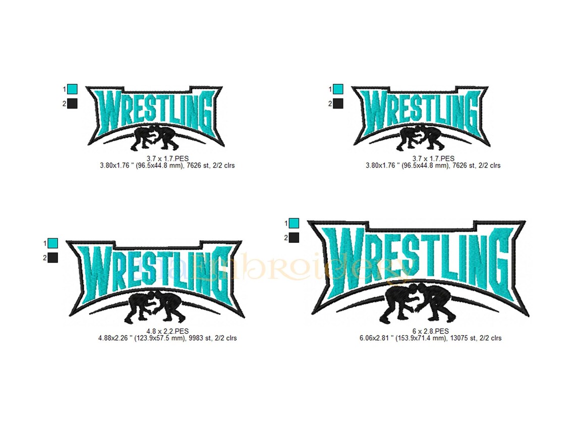 Wrestler Letters Wrestling Name Text Embroidery Design, 4 Sizes (pes, Vp3, Dst, Xxx, Jef ...