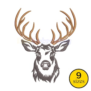 Deer Head Embroidery Design: Buck Silhouette (9 Sizes, Digital Download)
