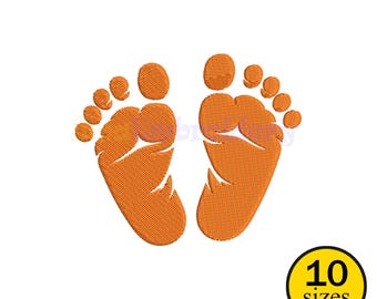Baby Feet Embroidery Design: Newborn Gift Machine Pattern (10 Sizes) (Digital Download)