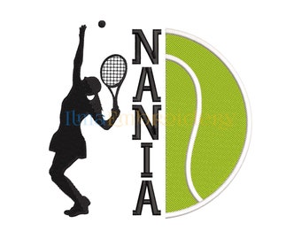 Split Name Girl Tennis Embroidery Design, Tennis Ball Embroidery Design, Tennis embroidery, Sport Embroidery, Ball Embroidery 102, 4 Sizes