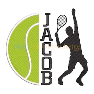 Split Name Boy Tennis Embroidery Design, Tennis Ball Embroidery Design, Tennis embroidery, Sport Embroidery, Ball Embroidery 101, 4 Sizes