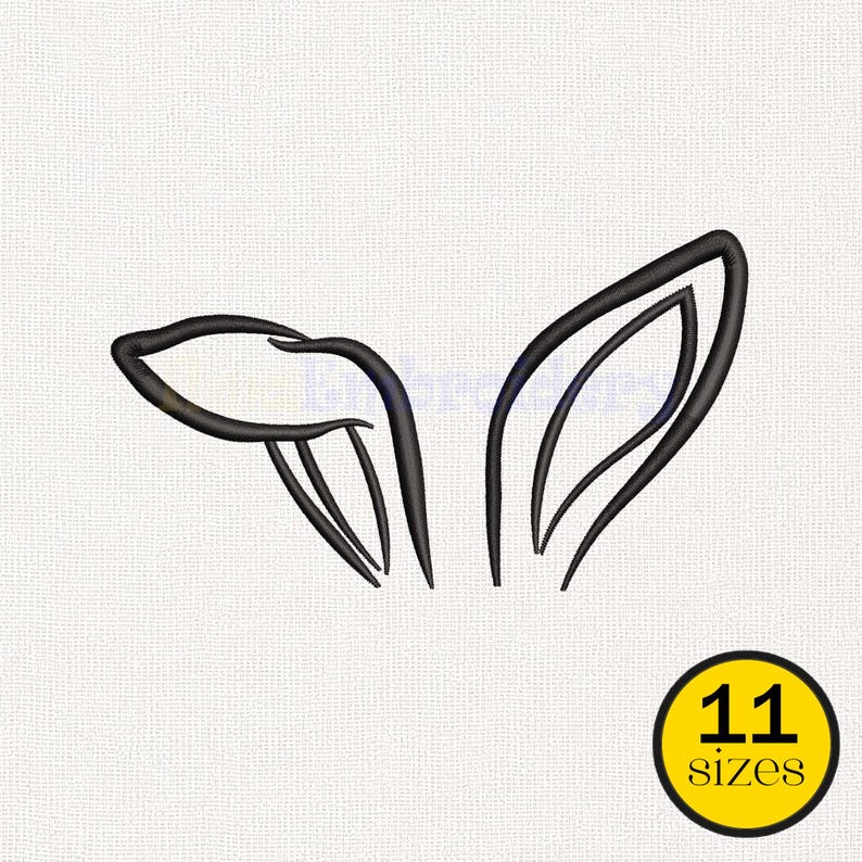 Bunny Ears Outline Embroidery Design, Easter Machine File (digital ...