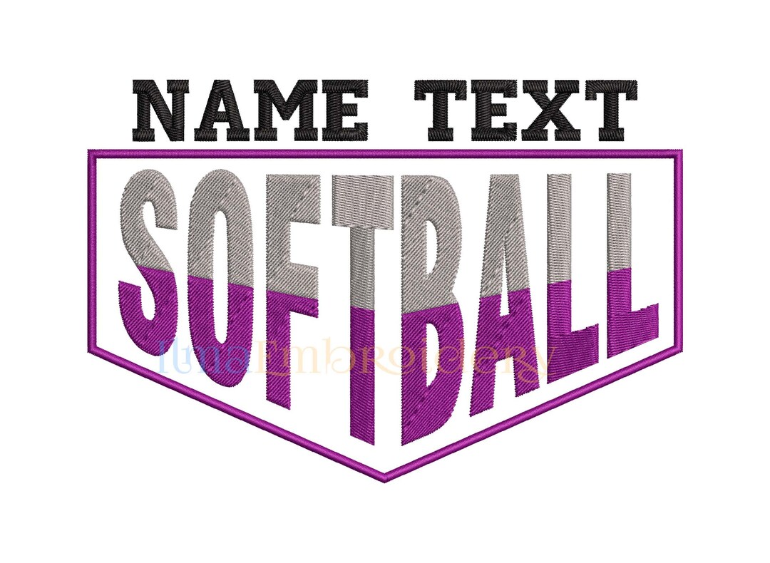 Split Softball Embroidery Design, Softball Embroidery Design, Sport