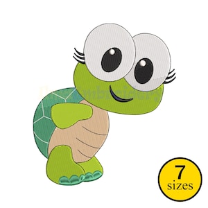 Baby Turtle Embroidery Design, Sea Turtle Machine Embroidery File, Instant Download, 7 Sizes