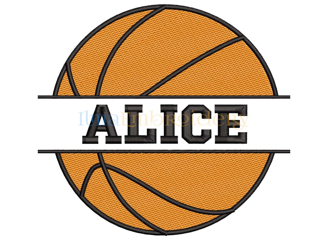 Split Name Basketball Embroidery Design, Basketball Embroidery Design