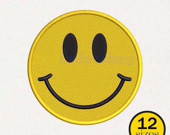 Smiley Face Embroidery Design, Mini Machine Embroidery File (Instant Download)