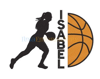 Split Name Basketball Embroidery Design, Basketball embroidery design, Sport Embroidery Design, ball embroidery design 307, 4 Sizes