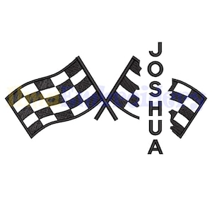 Diseño de bordado de bandera a cuadros: Archivo de bordado con nombre personalizado (descarga digital)
