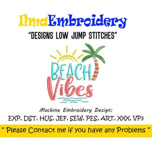 Beach Vibes Embroidery Design - Tropical Summer Machine Embroidery ...