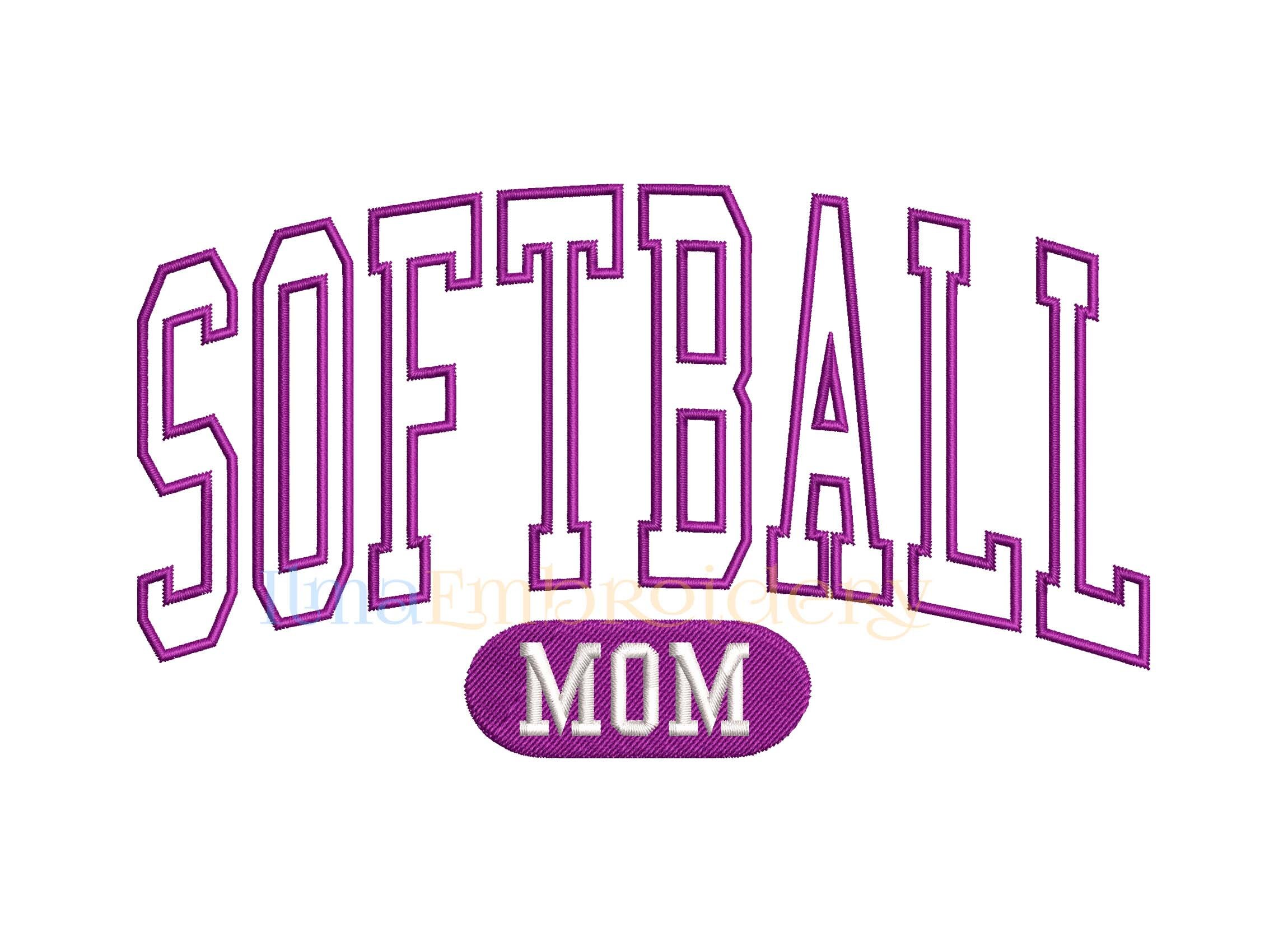 Softball Embroidery Design Softball Mom Embroidery Design Etsy