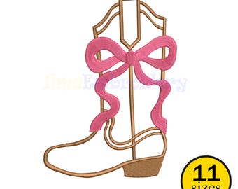 Botte de cow-girl avec motif de broderie noeud, fichier de point Western (11 tailles) (téléchargement numérique)