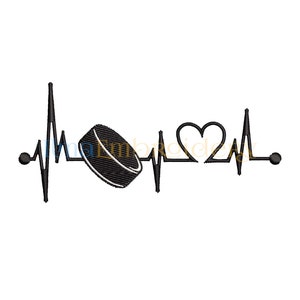 Hockey Heartbeat Embroidery Design: Sport Machine Embroidery (4 Sizes)