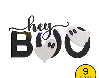 Hey Boo Ghost Embroidery Design: Spooky Halloween Pattern (Digital Download)