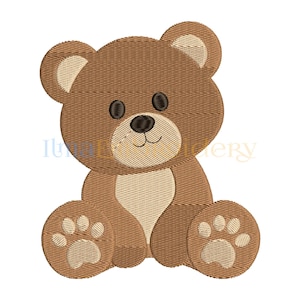 Sitting Teddy Bear Embroidery Design, Bear Embroidery Design, Animal Embroidery Design, 5 Sizes