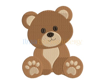 Teddy Bear Embroidery Design: Sitting Animal Pattern (5 Sizes)