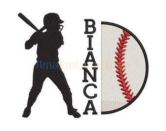 Split Name Baseball Embroidery Design: 4 Sizes (Digital Download)
