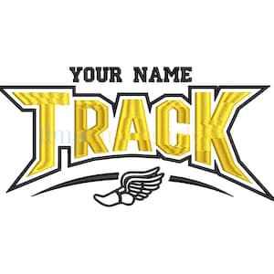 Track Embroidery Design Name Text, Machine Embroidery Designs, Sports Embroidery Designs, 4 Sizes