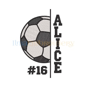 Puede incluir: Un balón de fútbol blanco y negro con el nombre "ALICE" y el número "#16" en texto negro.